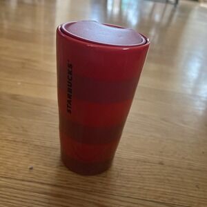 RARE STARBUCKS 2021 WINTER HOLIDAY RED CERAMIC 12oz‎  NEW TRAVEL MUG With Lid